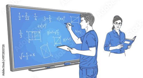 Medical professionals in blue scrubs working.