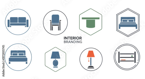 Furniture icons for interior design.