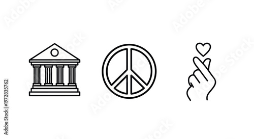 Peace Symbol Hand Heart Icons.
