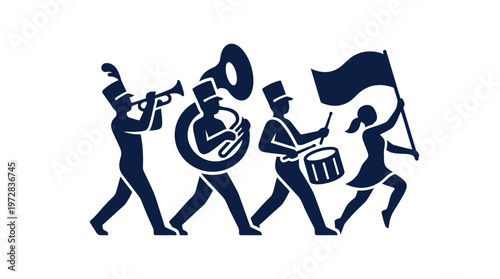 Marching Band Silhouette Performance and Rhythm