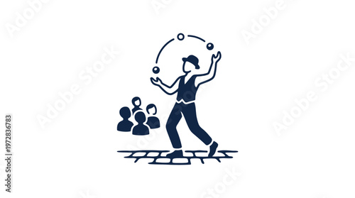 Performing Juggler Entertaining Audience