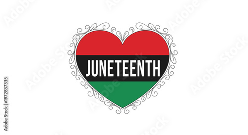 Juneteenth Heart with Pan-African Colors for Freedom Celebration