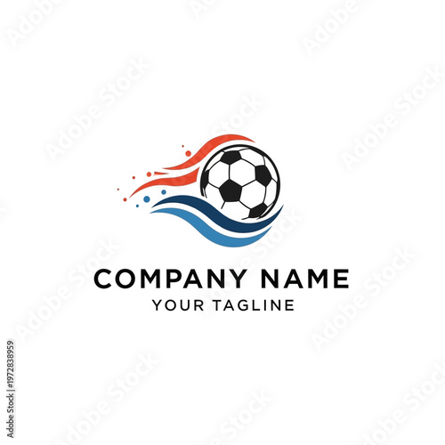 Dynamic Soccer Ball Logo with Fiery and Watery Trails.