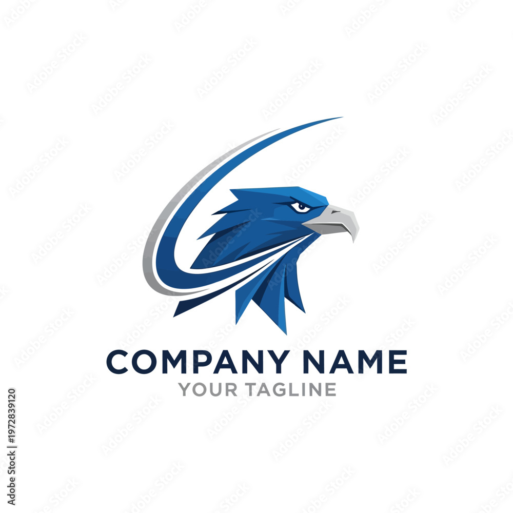 Obraz premium Blue Eagle Head Logo Design Vector Illustration.