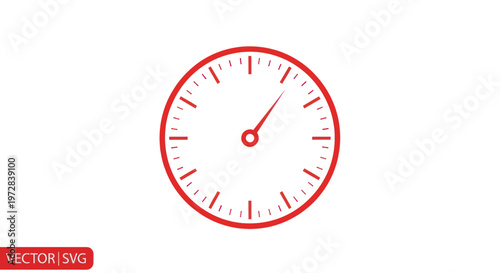 Red Clock Face Vector Illustration - Time Concept
