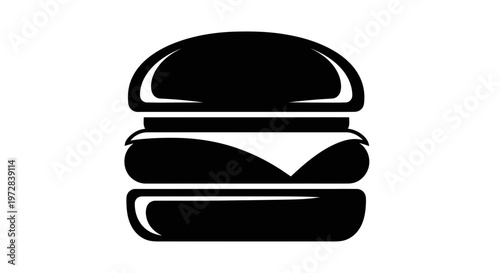 Simple Black Icon of a Hamburger with Cheese