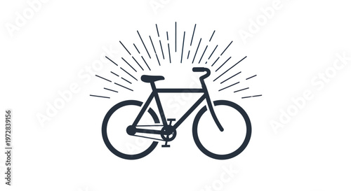 Black bicycle with sunburst lines.