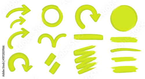 Collection of green arrow shapes icons.