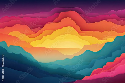 Vibrant Abstract Landscape Layers of Color.