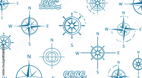 Navigation compass rose directional symbols.