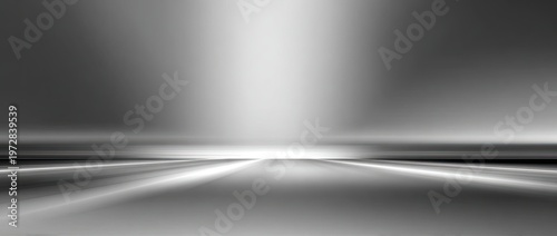 Abstract Metallic Stage with Spotlight and Reflections.