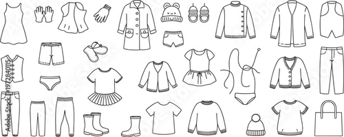 Childrens Clothing Line Drawing Collection kids wear