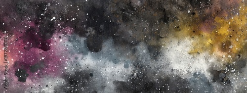 Abstract Cosmic Nebula with Stars and Swirling Colors.