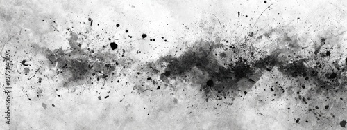 Abstract Grayscale Ink Splatter Texture Background.