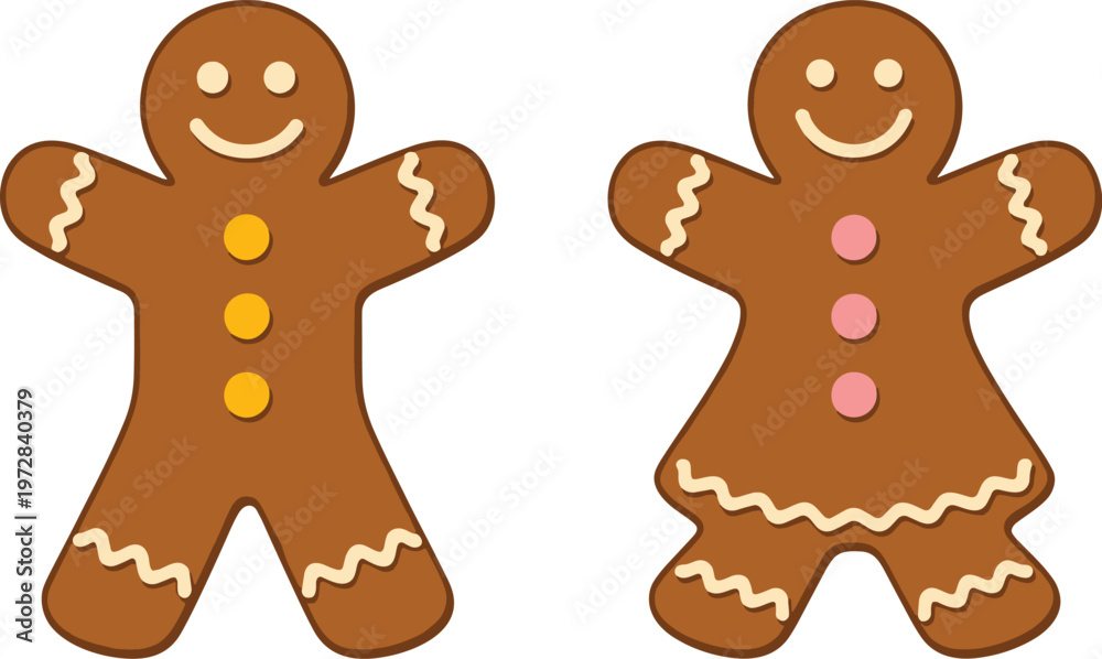 Obraz premium Two Gingerbread Cookies on White Background gingerbread man