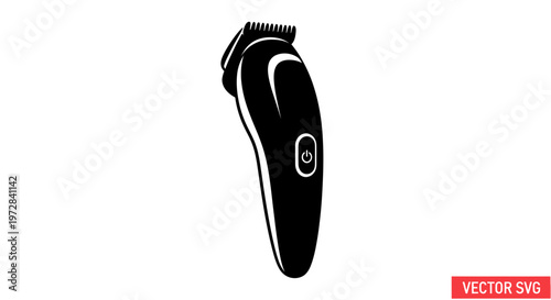 Modern Electric Hair Clipper Icon, Grooming Tool Silhouette on White Background