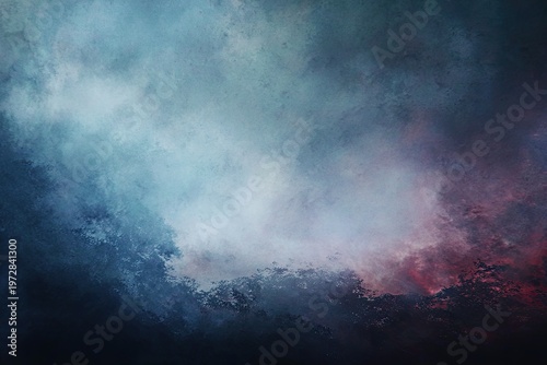 Abstract Swirling Clouds of Blue and Red Hues.