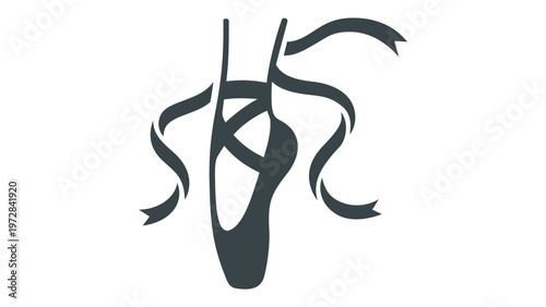 Minimalist Ballet Pointe Shoe Vector Icon Illustration. Elegant Ballerina Foot with Flowing Ribbons. Scalable Flat Design for Dance Schools, Performance Art, and Creative Graphics. AI-Generated.