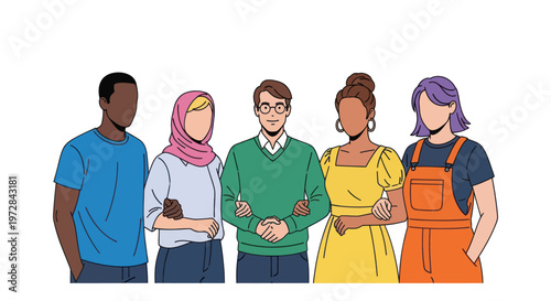 Diverse group of people standing together in unity