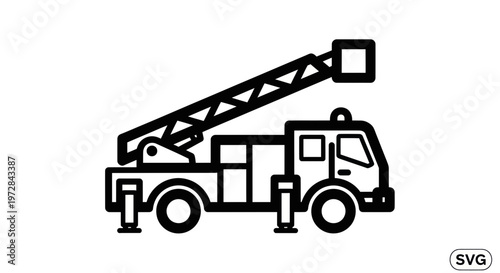 Fire Truck Ladder Icon - Emergency Vehicle Silhouette