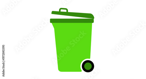 Green Recycling Bin with Lid and Wheels - Clean Waste Management Icon