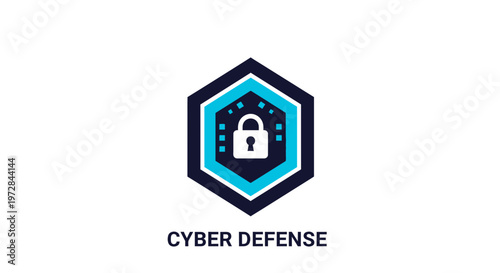 Cyber Security Shield with Padlock Icon - Digital Protection Concept