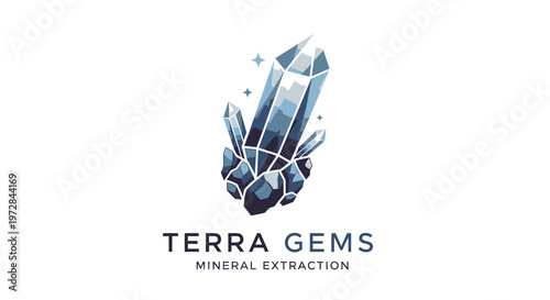 Crystal Cluster Formation - Geological Mineral Specimen Illustration