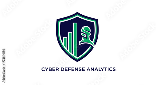 Cyber Security Shield with Data Analysis Graph