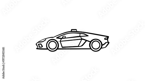 Sleek Racing Car Line Icon Vector Illustration, Minimalist Side Profile of a Modern Supercar or Luxury Sports Car, Scalable AI-Generated Graphic for Automotive Design, Speed, and Performance.