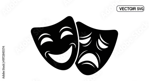 Theater Masks Icon: Comedy and Tragedy Symbols
