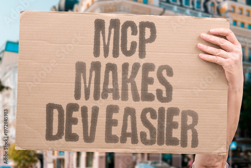 Konstfotografi "MCP Makes Dev Easier" Model context protocol makes connecting AI tools to developer workflows far more seamless