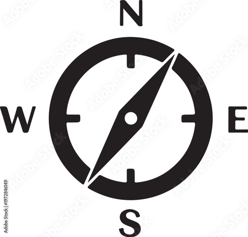 compass, navigation icon, direction symbol, black vector