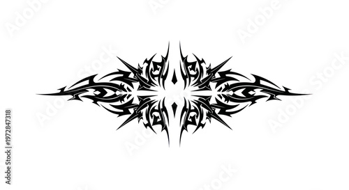 Tribal Tattoo Design Abstract Sharp Spiky Black Ornament Isolated White Background