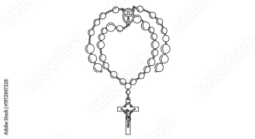 Rosary Beads Necklace with Crucifix Cross, Catholic Prayer Beads, Religious Symbol