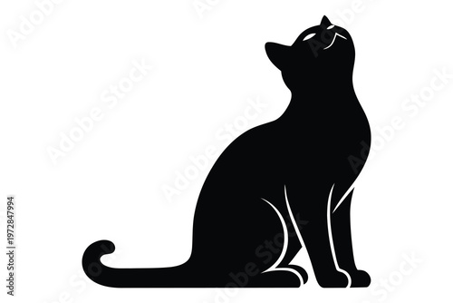 Title elegant black cat silhouette a minimalist feline portrait in profile description a striking black silhouette of a cat sitting in profile