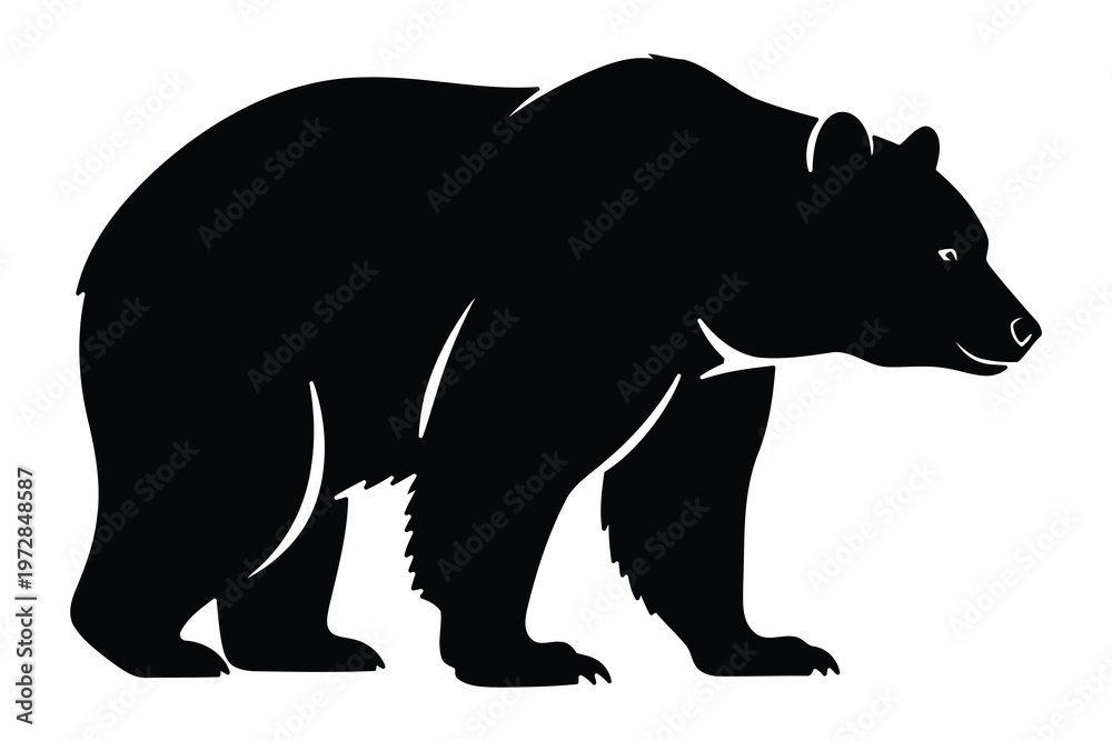 Fototapeta premium Black silhouette of a bear a powerful wildlife illustration