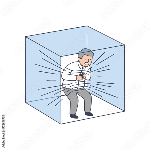 Minimal office box shrinking around person