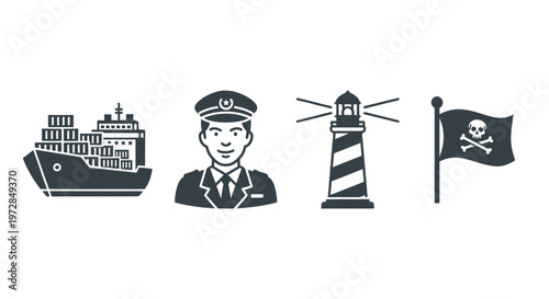 Set of Shipping and Maritime Related Icons