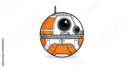 A friendly orange robot character illustration on a white background.