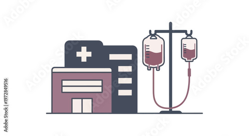 Hospital building with blood transfusion equipment