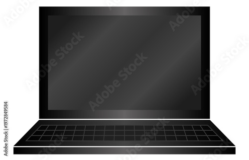 ノート型のパソコンを黒や灰色のグラデーションを付けてデザインしたベクターのイラストのグラフィック素材