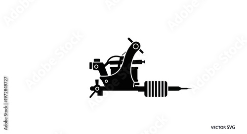 Black Silhouette Tattoo Machine Icon on White Background