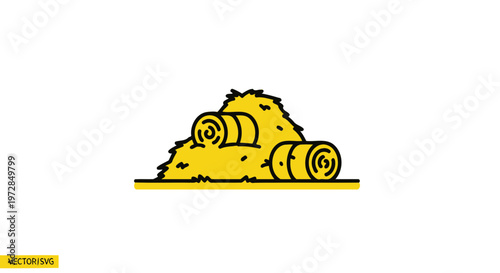Yellow Hay Bales and Straw Pile Icon