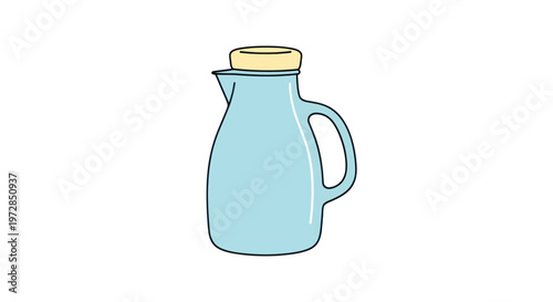 Simple blue jug with yellow lid, isolated on white background.