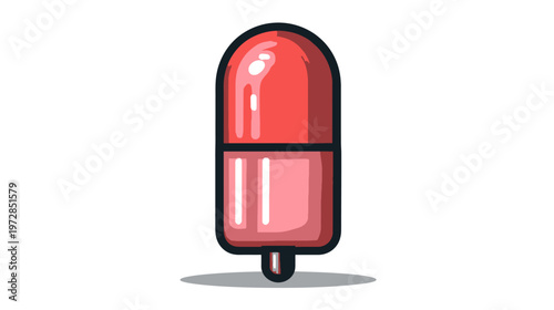 Red and Pink Medical Capsule Pill Icon Illustration. Healthcare, Medicine, Treatment, and Pharmacy Concept Vector Graphic.