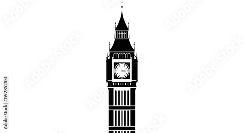 Big Ben Clock Tower Silhouette - London Landmark Icon