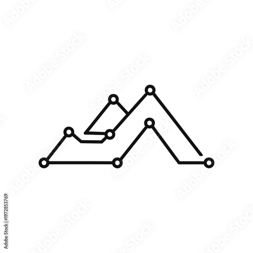 A minimalist line graph illustration depicts fluctuating data trends with connected dots.