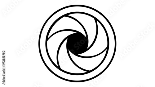 Minimalist camera lens aperture shutter line icon vector illustration. Professional photography and videography symbol for digital media, web design, and branding. Scalable AI-generated graphic.