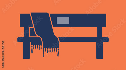 Silhouette of a tallit prayer shawl draped over a memorial bench vector illustration