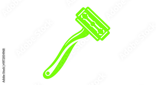 Green Razor Blade Icon - Personal Grooming and Shaving Tool
